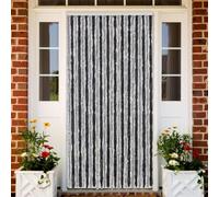 Mangloder Rideau anti-mouches gris et noir en chenille 100 x 230 cm pour porte, moustiquaire pour porte de balcon, porte de terrasse et caravane - Silencieux avec crochets