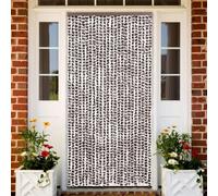 Mangloder Rideau anti-mouches marron et blanc 100 x 230 cm en chenille pour porte, moustiquaire pour porte de balcon, moustiquaire avec crochets pour camping-car et caravane