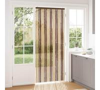 Mangloder Rideau moustiquaire chenille marron et beige, 90 x 220 cm, 100 % polypropylène, pour ouverture de porte, fermeture automatique, avec crochet de montage, pour aérer l'été et protéger contre