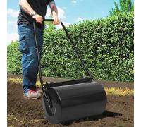 Mangloder Rouleau à gazon noir 63 cm 50 L en acier à remplir avec de l'eau ou du sable, rouleau manuel pour semences, semis, presser, épaissir, lisser et lisser dans le jardin