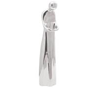 Mangloder Sculpture argentée en aluminium brillant avec incrustations décoratives, statue moderne pour salon, bureau, étagère et vitrine comme accroche-regard pour l'intérieur