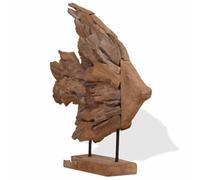 Mangloder Sculpture de poisson en teck - 40 x 12 x 57 cm - Fabriquée à la main - Objet décoratif - Pour salon, chambre à coucher, jardin, décoration rustique
