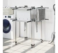 Mangloder Séchoir à linge en aluminium, tour 107 x 107 x 120 cm, argenté, pliable, peu encombrant, 2 étages, longueur de suspension de 33 m, pour balcon, salle de bain, radiateur et ménage