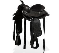 Mangloder Selle western avec licol poitrine 33 cm en cuir véritable cuir synthétique nylon pour cheval, poney, équitation, dressage, saut, équitation, tournoi, confort