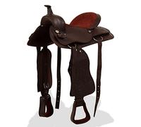 Mangloder Selle western de 40,6 cm en cuir véritable avec licol pectoral sangle pour cavalier, cheval, poney, selle de saut durable pour le terrain, le tournoi, l'entraînement, le confort et la