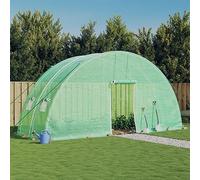 Mangloder Serre à cadre en acier avec film PE Vert 12 m² 6 x 2 x 2,85 m, 4 fenêtres en maille et porte zippée pour l'élevage, l'hivernage et la protection