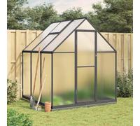 Mangloder Serre avec cadre de fondation, anthracite, 169 x 169 x 202 cm, en aluminium et polycarbonate, résistante aux UV, avec gouttières, fenêtre de ventilation, porte battante, pour jardin, maison