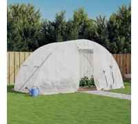 Mangloder Serre avec cadre en acier blanc 10 m² 5 x 2 x 2,3 m, couverture PE 140 g/m², ventilation avec fenêtre et porte, pour tomates, culture, hivernage et protection dans le jardin