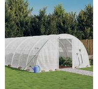 Mangloder Serre avec cadre en acier, blanc, 24 m², 6 x 4 x 2 m, PE 140 g/m², 2 fermetures éclair, porte enroulable, 4 fenêtres en filet, pour culture, légumes, tomates, balcon et terrasse
