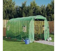 Mangloder Serre avec cadre en acier, tente en film PE 8 m² 4 x 2 x 2 m, 140 g/m², 4 fenêtres en filet, porte zippée, maison de tomates pour jardin, balcon, terrasse, protection des plantes