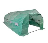 Mangloder Serre en polytunnel 18 m² avec cadre en acier, film polyéthylène, 8 fenêtres, porte double fermeture éclair, mobile pour jardin, balcon, terrasse, culture, hivernage