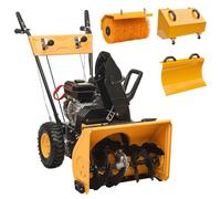 Mangloder Souffleuse à Neige et balayeuse à Essence 4 en 1 6,5 CH, Machine de Nettoyage pour Jardin extérieur, Balai mécanique ramasse Feuille, Entretien allée terrasse