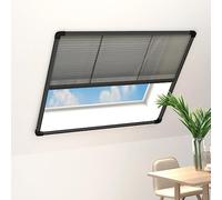 Mangloder Store plissé pour fenêtre, aluminium, anthracite, 120 x 120 cm, moustiquaire en fibre de verre, moustiquaire avec cadre sans perçage pour fenêtre de toit, chambre à coucher, cuisine, été
