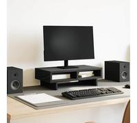 Mangloder Support de moniteur noir aspect chêne 50 x 27 x 15 cm en bois avec 2 compartiments pour poste de travail et bureau à domicile, surélévation stable de l'écran, gestion des câbles, design