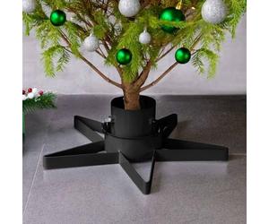 Mangloder Support de sapin de Noël noir en métal 47 x 47 x 13,5 cm pour véritable sapin de Noël jusqu'à 2,1 m, réservoir d'eau de 0,9 l, socle stable avec 3 vis pour salon