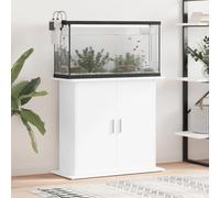 Mangloder Support pour aquarium, blanc, en bois, 81 x 36 x 73 cm, meuble bas avec espace de rangement et 4 compartiments, armoire stable pour aquarium, terrarium, bassin à poissons, salon