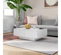 Mangloder Table Basse Blanc aggloméré 90x60x31 cm Meuble Salon séjour avec Plateau Stable Rangement tiroir étagère Design Moderne pour intérieur extérieur Balcon Jardin