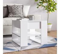 Mangloder Table Basse Blanc Bois d'ingénierie 55,5x55x45 cm avec étagère Rangement, Meuble Salon séjour Moderne pour intérieur extérieur Balcon Jardin