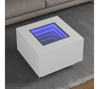 Mangloder Table Basse Blanc Bois d'ingénierie 60x60x40 cm avec LED, Plateau Robuste et Rangement Multifonction pour Salon, Chambre, intérieur, Ambiance Lumineuse personnalisée