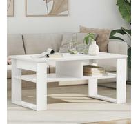 Mangloder Table Basse Blanc en Bois d'ingénierie 96 x 54 x 44 cm, Meuble Salon avec étagère de Rangement, Design Moderne, idéal pour séjour, Balcon, intérieur, Usage Quotidien