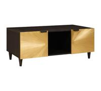 Mangloder Table Basse Bois d'ingénierie Noir et Or 100 x 54 x 40 cm avec Rangement tiroir et Niche pour Salon séjour Chambre Design Moderne