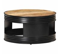 Mangloder Table Basse Bois Massif de manguier Brut Noir 68x68x36 cm avec Cadre en Fer, Meuble Salon séjour avec Rangement, Plateau Robuste pour intérieur extérieur, Design Pratique et Durable