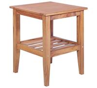 Mangloder Table Basse carrée en Teck Solide 40x40x50 cm avec étagère, Meuble de Salon intérieur extérieur, Plateau Bois Durable pour Jardin Balcon séjour canapé