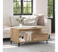 Mangloder Table Basse chêne Artisanal Bois d'ingénierie 90 x 49 x 45 cm avec tiroir et étagère Rangement pour Salon séjour Moderne Petit Meuble Console Pratique