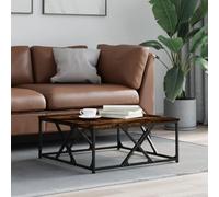Mangloder Table Basse chêne fumé 70x70x30 cm Bois d'ingénierie avec Cadre métal, Plateau Stable, Meuble Console pour Salon séjour, Rangement Pratique, Design Moderne intérieur extérieur