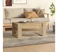 Mangloder Table Basse chêne Sonoma en Bois d'ingénierie 102x55x45 cm avec étagère de Rangement, Meuble Salon Design Moderne pour séjour, Balcon ou Chambre, Plateau résistant et Stable