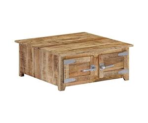 Mangloder Table Basse en Bois de manguier Massif 70x70x30 cm avec 2 Portes, Meuble de Rangement Fonctionnel pour Salon séjour intérieur, Style Naturel Durable et Finition laquée