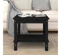 Mangloder Table Basse en Bois Massif de pin Noir 50x50x45 cm, Meuble d'appoint avec étagère, Table de Salon pour séjour, Chambre, Balcon, Rangement Pratique et Design Fonctionnel