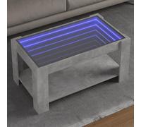 Mangloder Table Basse Gris béton avec LED, Bois d'ingénierie 93x53x45 cm, Meuble Salon Multifonction avec Plateau Robuste, Rangement et Ambiance Lumineuse Personnalisable