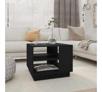Mangloder Table Basse Noir Bois d'ingénierie 55x55x43 cm Meuble Salon avec étagère Rangement Plateau Robuste Design Moderne pour séjour intérieur Balcon