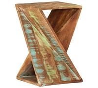 Mangloder Table d'appoint en Bois Massif de récupération 35x35x55 cm Design torsadé pour Salon Chambre Bureau entrée, Meuble Rangement Vintage avec Plateau Support Pratique et Niche Fonctionnelle