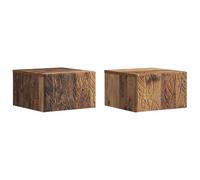 Mangloder Table d'appoint Murale en Bois Ancien 2 pcs 34,5 x 33 x 20 cm avec tiroirs Rangement, Support Suspendu pour Salon Chambre Bureau Appartement Compact