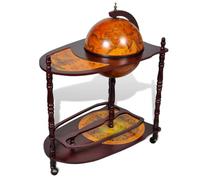Mangloder Table de bar globe en bois d'eucalyptus sur pied avec roulettes, 77 x 45 x 88 cm, bar à domicile pour vin, spiritueux, boissons, verres, coin salon, bureau, décoration