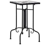 Mangloder Table de Bistro mosaïque en céramique Noir et Blanc pour extérieur avec Cadre en Fer Robuste idéale pour Jardin Balcon terrasse Support Plante Treillis et décoration Durable