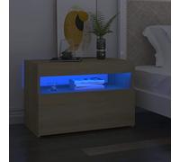 Mangloder Table de Chevet chêne Sonoma avec lumières LED RVB 60x35x40 cm, Meuble de Rangement avec tiroir, Niche et Plateau, Support pour Lampe, idéal Chambre, Salon, Bureau