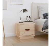 Mangloder Table de Chevet en Bois de pin Massif 40x34x35 cm avec tiroir en Similicuir, Meuble de Rangement pour Chambre, Salon, Bureau, Petit Caisson Pratique et Robuste