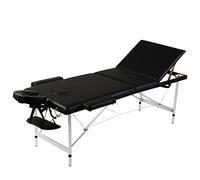 Mangloder Table de massage pliable avec cadre en aluminium, 3 zones noires, réglable en hauteur, portable, avec appui-tête et repose-bras pour thérapie professionnelle, spa, pratique et applications