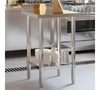 Mangloder Table de travail de cuisine en acier inoxydable avec rebord 55 x 55 x 93 cm pour restauration, restaurant, restauration, collation, bar, cuisine, stockage, hygiène, fabrication stable