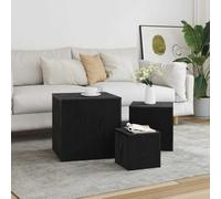 Mangloder Table gigogne 3 pièces chêne Noir en Bois d'ingénierie, Set modulaire empilable pour Salon, Meuble Rangement Design Moderne, Plateau Support Pratique