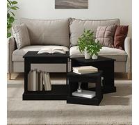 Mangloder Tables Basses 3 pcs Noir Bois d'ingénierie Ensemble gigogne Salon séjour canapé Moderne Plateau Rangement Multifonction