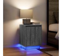 Mangloder Tables de Chevet avec lumières LED Sonoma Gris 38x34x50 cm en Bois d'ingénierie 2 pcs pour Chambre Rangement tiroir et Support Lampe Ambiance Personnalisable