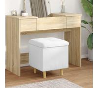 Mangloder Tabouret de rangement, blanc, 40 x 40 x 45 cm, en cuir synthétique, tabouret de bar, de cuisine, de bistrot, de comptoir, de salle à manger, salon, rembourrage en bois et métal