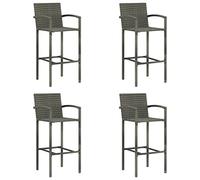 Mangloder Tabourets de Bar Gris en résine tressée et Acier Lot de 4, siège 46x46 cm avec Repose-Pied, empilables pour extérieur Jardin terrasse Balcon, Confort et durabilité pour Repas et détente