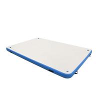 Mangloder Tapis de natation gonflable Bleu/blanc 300 x 300 x 15 cm avec poignées, anneaux de fixation, pompe, sac de transport, kit de réparation pour sports nautiques, loisirs, fêtes en mer, bains de