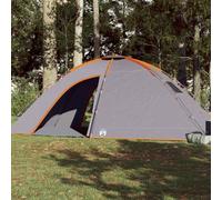Mangloder Tente de camping pour 8 personnes, gris/orange, imperméable, avec connexion E et 2 entrées, 487 x 305 x 182 cm, montage facile, coupe-vent, idéale pour les familles, le trekking, l'extérieur