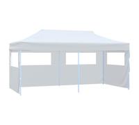 Mangloder Tente de fête pop-up avec parois latérales - Pliable - 3 x 6 m - En acier - Blanc - Tonnelle pliante - Pergola - Auvent imperméable - Résistant aux intempéries - Protection solaire - Toit